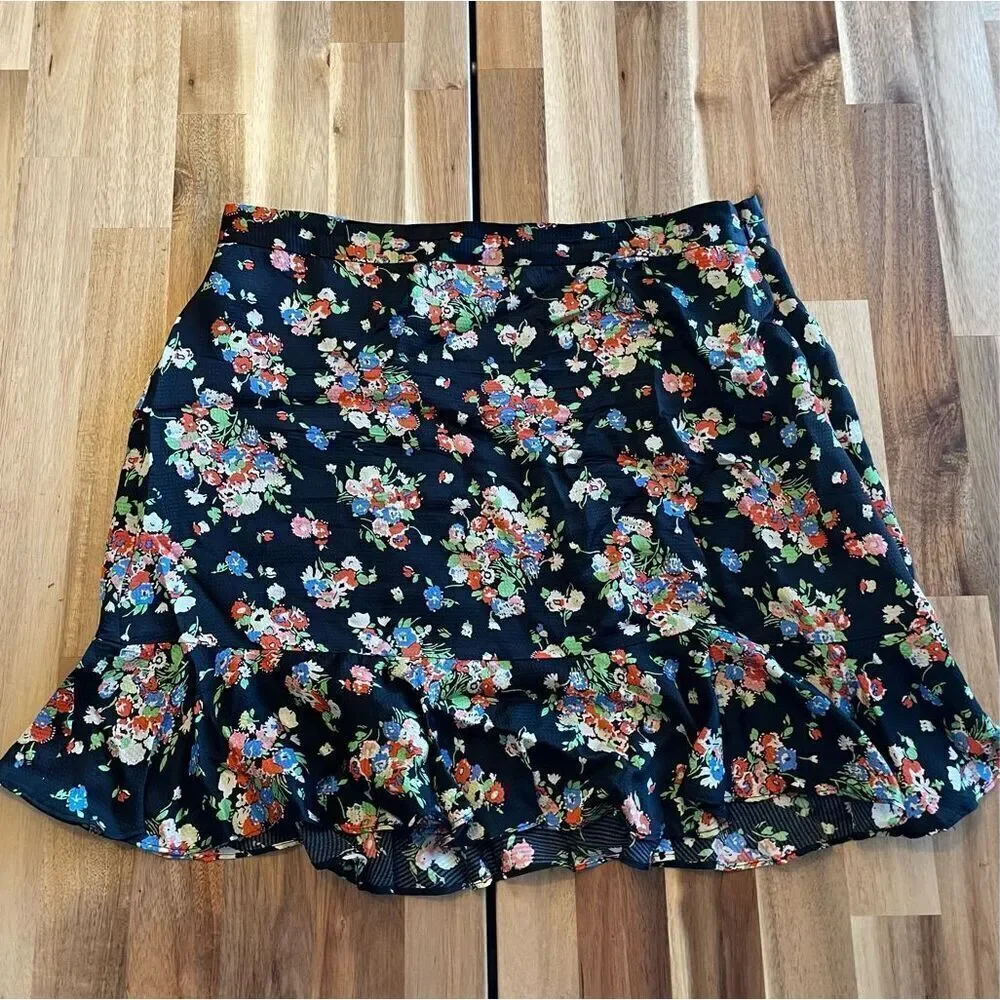 Boden Satin Ruffle Mini Skirt